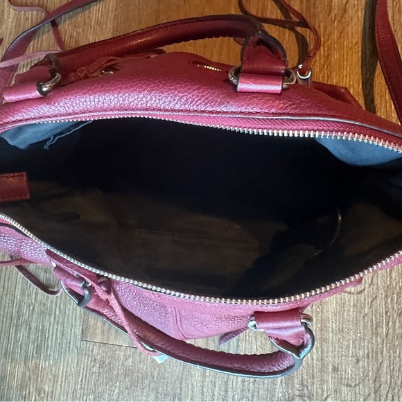 Rebecca Minkoff Genuine Leather 5-Zipper Moto Satchel in Rich Burgundy - Picture 5 of 7